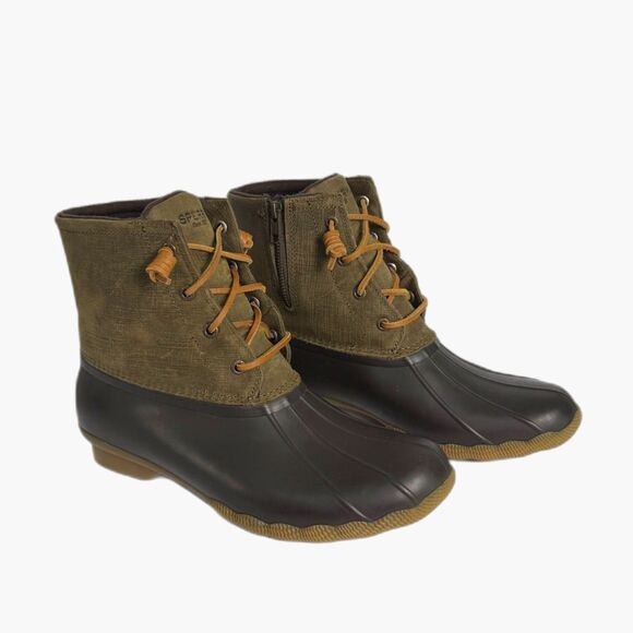Sperry Shoes - Sperry Duck Boots Womens 10 Brown Black Waterproof Rain Lace Up Ankle